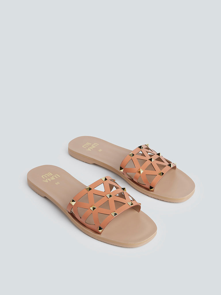 LUNA BLU Orange Cut-Out Detail Slides